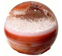 Crystal Red Twisted Agate Geode Ball Raw Stone Polished Home Decoration Ornaments,for Room Office Decor Luck 5-6Cm,60mm