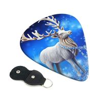 Crystal Reindeer Christmas 6 Pack Guitar Picks With Holder, Personalized Guitar Plectrums Non-Slip Portable Ukulele Bass Picks 0.46mm For Acoustic Guitar Lovers Gifts