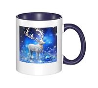 Crystal Reindeer Christmas Dual Color Ceramic Coffee Mug 330ml - Classic Tea Cup, Gift Mug, Microwave Safe, Office and Home Drinkware