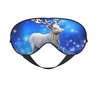 Crystal Reindeer Christmas Sleep Mask for Women & Men - Double-Sided Eye Mask with Adjustable Strap, Soft Silky Feel, Light-Blocking & Breathable for Travel, Nap, Shift Work, Yoga