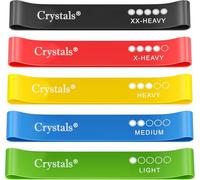 Crystal Resistance Bands Set of 5, Skin-Friendly Fitness Exercise Loop Bands with 5 Strength Levels, Carrying Case Included - Home, Gym, Yoga Latex, Pilates, Stretching, Strength Training