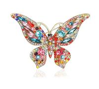 Crystal Rhinestone Butterfly Brooch,Elegant Butterfly Lapel Pins,Fashion Exquisite Crystal Animal Shape Brooches Lapel Pins,Dress Accessories Jewelry Gift for Women Daily Decoration, 1, Zinc, no