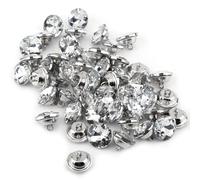 Crystal Rhinestone Buttons Elegant Shiny Decorative Sewing Buttons for Clothes Sofa Headboard K9 Crystal Zinc Alloy Silver 20mm 25mm 50pcs (20mm)