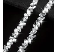Crystal Rhinestone Chain Sliver Marquise Piercing Stud Chain Trim Craft DIY