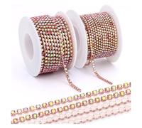Crystal Rhinestone Chain Trim Crystal Rhinestone Chain Sew-On Trimming Glass Rhinestones for Needlework Trim Cup Strass Decorative(Color 2,SS12-2Yards)