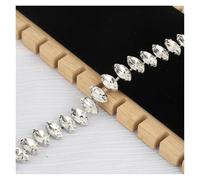 Crystal Rhinestone Chain Trim Crystal Rhinestone Trim Chain Glass Applique DIY Sew On Wedding Dress(Type3 7x15mm)