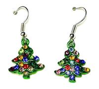 Crystal Rhinestone Christmas Tree Stud Dangle Earrings in Gift Bag Womens Girls Christmas Jewellery Christmas Party Secret Santa Present