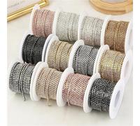 Crystal Rhinestone Close Chain 1.5mm-4.5mm Glitter Clear Crystal Rhinestone Cup Chain Sew on Rhinestone Trim for DIY Clothing Craft Cup Chain for Sewing Shoes(GunBlackBlackDiamond,5YARDS_SS8(2.5MM))