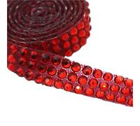 Crystal Rhinestone Close Chain 1 Yard Sewing Trim Crystal Red Rhinestone Tape Applicator Ribbon with Rhinestones Iron On Appliques for Dresses for Sewing Shoes(Antique Silver)