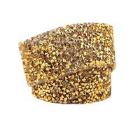 Crystal Rhinestone Close Chain Crystal Rhinestone Ribbon DIY Self-Adhesive Sparkling Rhinestone Ribbon with Rhinestones for Wedding Clothes Accessories for Sewing Shoes(3cm - Gold)