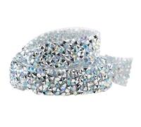 Crystal Rhinestone Close Chain Crystal Rhinestone Ribbon DIY Self-Adhesive Sparkling Rhinestone Ribbon with Rhinestones for Wedding Clothes Accessories for Sewing Shoes(1.5cm - Clear AB)
