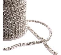 Crystal Rhinestone Close Chain, Rhinestone Claw Chain 0.1 Yard Multicolor Multi Sizes Glitter Crystal Strass Sew On Trim(Silver Crystal,SS10-2.8mm)