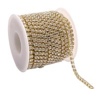 Crystal Rhinestone Close Chain, Rhinestone Claw Chain 0.1 Yard Multicolor Multi Sizes Glitter Crystal Strass Sew On Trim(Golden Crystal,SS28-6mm)