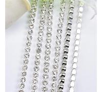 Crystal Rhinestone Close Chain, Sew On Flatback Round Glass Rhinestone Trim Multicolor 3-6mm for Garment Bags Shoes