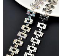 Crystal Rhinestone Close Chain, Sew On Rhinestone Flower Chain Trim Crystal Color Multiple Sizes(Style 6,45cm Long)
