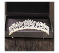 Crystal Rhinestone Crown and Wedding Hair Accessories Bridal s Hair Crown Wedding Headpiece Women Diadem Silver Color (Metal color : Brass Plated)