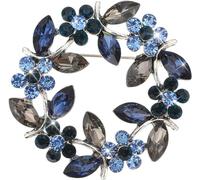 Crystal Rhinestone Flower Brooch Pin - Round Badge for Dress, Office, Party - Jewelry Accessories