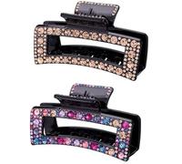 Crystal Rhinestone Hair Clips for Women, Vintage Acrylic Large Bling Jaw Clamps Luxury Elegant Plastic Hair Claw Clip with Strong Hold for Thin Thick Hair Fashion Wedding Party Accessories（2 Pack）