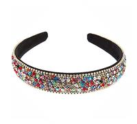 Crystal Rhinestone Headbands Velvet Padded Wide Headwear Diamond Beaded Bling Hairbands Non-slip Hard Headbands for Women Girls Daily Wearing Party Wedding Hair Accessories (Colours)