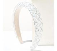 Crystal Rhinestone Headbands, Women Jeweled Headbands Soft Thick Padded Hairband Accessories Glitter Rhinestone Headband(Wit)