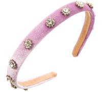 Crystal Rhinestone Headbands, Women Vintage Headband Pearl Rhinestones Hairband With Hair Ties Handmade Hair Hoop Head Bands(Purple)