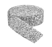 Crystal Rhinestone Ribbon,1 Rolls Self Adhesive Diamond Ribbon Glitter Resin Diamond Belt Rhinestone Diamante Stickers Silver Sprinkles Candy Cane Ribbons for Arts Crafts DIY Party Decor Cakes