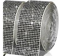 Crystal Rhinestone Ribbon, DIY Self Adhesive Diamond Sticker 1 Yard Multicolor Multiple Sizes(Red,12 Row (26mm))(Black,6 Row (13mm))