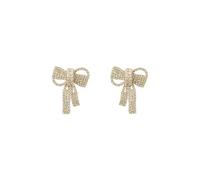 Crystal Ribbon Stud Earrings for Women Bling Rhinestone Bowknot Earrings Dainty Statement Bow Earrings Jewelry Gift for Girls Bridal Wedding, Zinc, Crystal