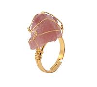 Crystal Ring Crystal Ring Adjustable Gemstone Rings Copper Wire Wrapped Ring Irregular Colourful Gemstone Ring for Women and Girls Silver Couple Rings 925, one size, Natural stone, No Gemstone