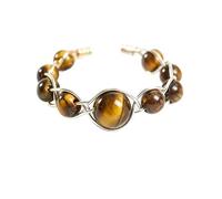 Crystal Ring, Crystal Rings for Women, Gemstone Ring, Adjustable Natural Stone Bead Ring, Wire Wrapped Open Band in Gold or Silver Tone, Dark Green Jewelry Box, Silver, Acetate, No Gemstone