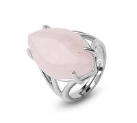 Crystal Rings Natural Stone Rings for Men and Women Adjustable Healing Pink Quartz Lapis Lazuli Opal Turquoise Finger Rings,Rose Quartz