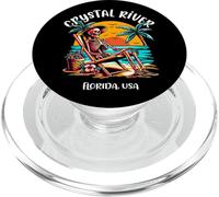 Crystal River Florida Funny Skeleton in the Hot Sun Design PopSockets PopGrip for MagSafe