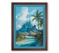 Crystal River Paradise Tropical Framed Wall Art Print A4 (29.7×21cm) Walnut, Wall Decor for Living Room, Bedroom, Office & Home, Ready to Hang, Art Gift