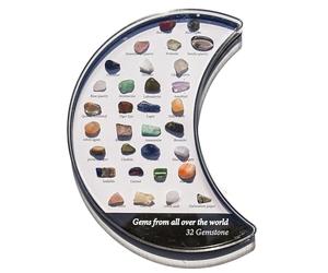 Crystal Rock Collection - 32pcs Natural Crystal Specimens | Educational Rocks Set With Display Case, Information Sheet For Boys And Girls, Science Learning Kit, Home Or Classroom Display, Interactive