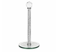 Crystal Roll Holder, Silver Paper Towel Holder, Glass Diamonds Tissue Dispenser, Toilet Freestanding Holder with Round Base, Paper Towel Stand for Kitchen, Bathroom - 34x15x15cm