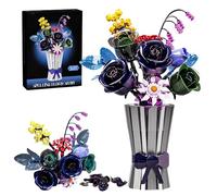 Crystal Rose Bouquet Building Set - 982PCS Flowers Bricks Kit with Elegant Vase, Eternal Flower Arrangement, Artificial Flowers, Botanical Collection, Home Decor, Romantic Gifts for Girlfirend Women