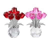 Crystal Rose - Crystal Glass Flowers | 3D Romantic Artificial | Home Decor Figure | Desk Decoration for Family, Friends, Wife, Sister, Holidays, Engagement Ceremonies, Special A