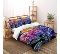 Crystal Rose Double Duvet Set Flower Totem - Premium Microfiber Duvet Cover Sets 3 PCs Bedding Set With Zipper Closure Super King(260x220cm)