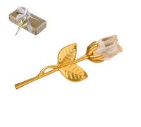 Crystal Rose Flowers Artificial Metal Stem,Crystal Flower Elegant Home Decor Desktop Decoration Ornament for Office Desk Party Decoration Gift for Her Room Ornament(Transparent Floral Gold Gift Box)