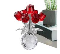 Crystal Rose Ornament - 3D Multi Colored Glass Flower, Decorative Artificial Ròse Figurine | Valentine's Day Gift for Home Office Desktop Celebration Decoration