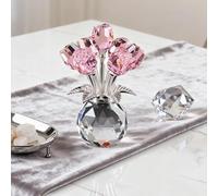 Crystal Rose Ornament,3D Multicolor Glass Flowers with Base,Artificial Crystal Flowers for Christmas Home Office Tabletop Centerpiece - Timeless Symbol of Love
