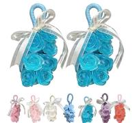 Crystal Rose Soap on a Rope-Handmade Decorative Soap Bar with Floral Fragrance, Gentle Cleansing for Hands & Body, Bathroom Decor, Unisex for Hand Washing & Freshening,Romantic (1, Blue-2pc)