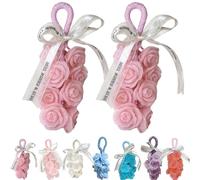 Crystal Rose Soap on a Rope-Handmade Decorative Soap Bar with Floral Fragrance, Gentle Cleansing for Hands & Body, Bathroom Decor, Unisex for Hand Washing & Freshening,Romantic (1, Pink-2pc)