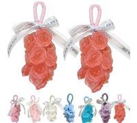 Crystal Rose Soap on a Rope-Handmade Decorative Soap Bar with Floral Fragrance, Gentle Cleansing for Hands & Body, Bathroom Decor, Unisex for Hand Washing & Freshening,Romantic (1, Red-2pc)