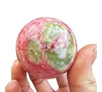 Crystal Rose Stone Ball Divnation Sphere Feng Shui Ornaments for Balance Yoga Home Office Decoration,80mm