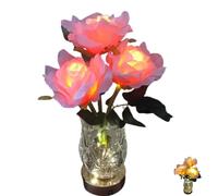 Crystal Rose Table Lamp Rechargeable Touch Night Light for Bedroom,3 Color Dimmable LED,USB Charging Cordless Bedside Lamp,Gift for Women Men,Birthday Christmas Decor (Pink Rose)