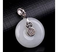 crystal rough Necklaces Gemstone Jade Necklace Harmony Buckle/Ancient Coin Pendant Necklace Lucky Charms Necklace for Women Men Feng Shui Bracelet Amulet for Protection,Abacus (Color :(Harmony Buckle)
