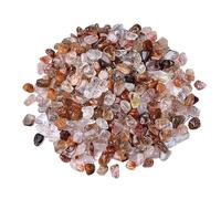 Crystal Rough Stone Bulk Natural Red Hair Crystal Crushed Stone Small Particles of Fish Tank Bedding Flower Pots Landscaping Decorative for Buddha Use Healing Stones