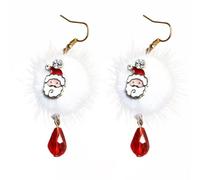 Crystal Santa Claus Jewelry Dangle Earrings Alloy Red Christmas | Christmas Themed Pendant Style, Smooth Finish without Fading, Creative Chic Bling Look for Party Nights