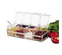 Crystal Seasoning Acrylic Spice Dispenser Jar Cruet Kitchen Salt Box Storage Container Condiment Jars Cruet with Cover Spoon-Kitchen Utensils Supplies 4Pcs Set